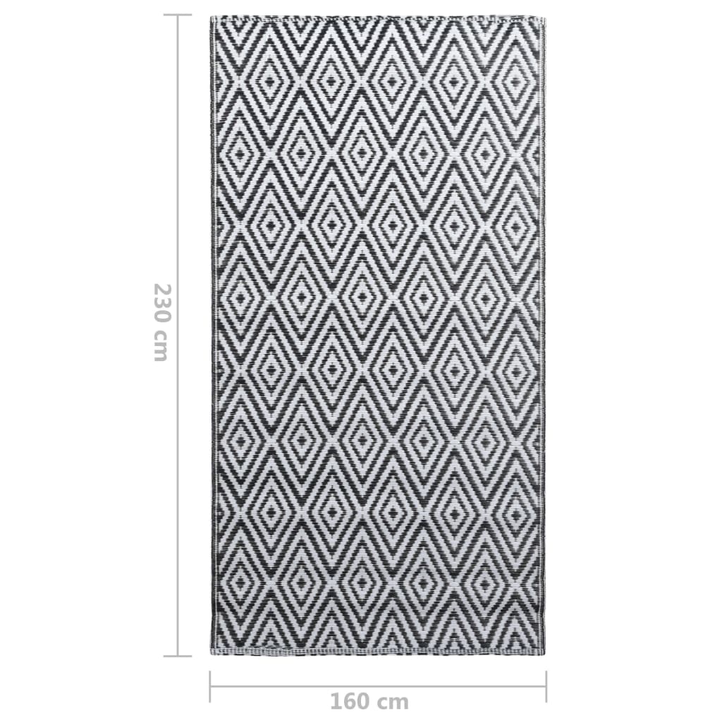 Tappeto da Esterni ARAKIL Bianco e Nero 160x230 cm in PP