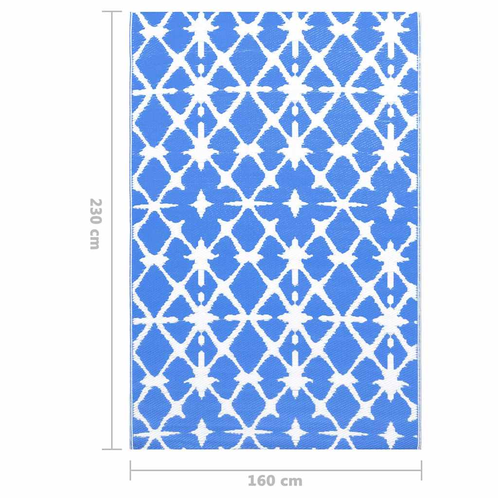 Tappeto da Esterni ARAKIL Blu e Bianco 160x230 cm in PP