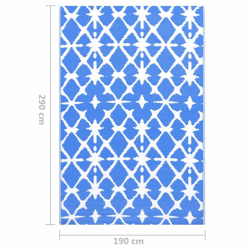 Tappeto da Esterni ARAKIL Blu e Bianco 190x290 cm in PP