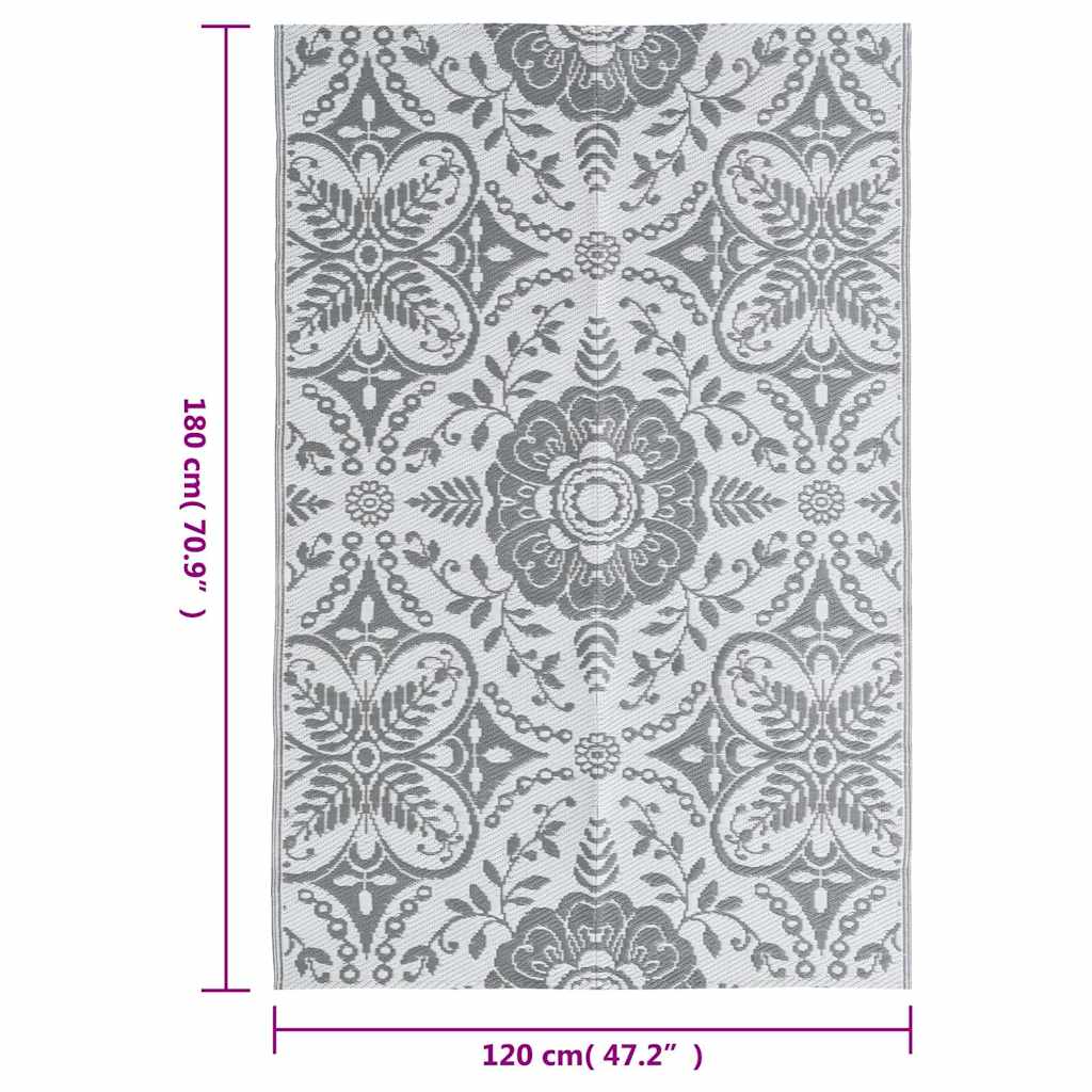 Tappeto da Esterni ARAKIL Grigio Chiaro 120x180 cm in PP