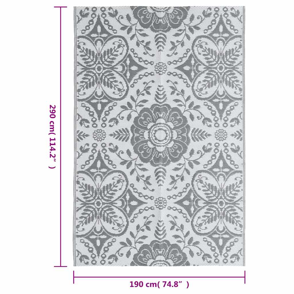 Tappeto da Esterni ARAKIL Grigio Chiaro 190x290 cm in PP