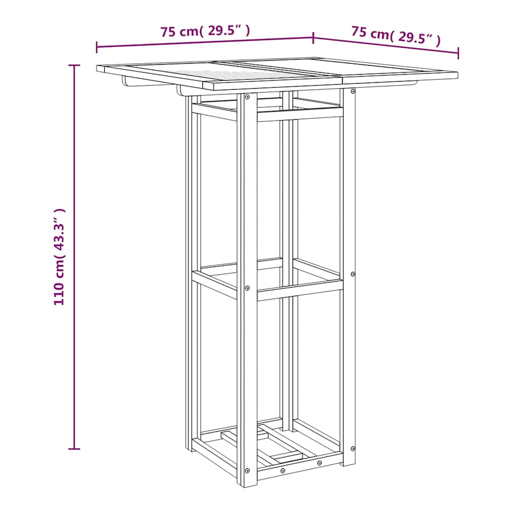 Set da Bar per Esterni 5 pz in Legno Massello di Acacia