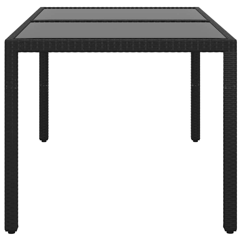 Tavolo Giardino 150x90x75 cm Vetro Temperato e Polyrattan Nero