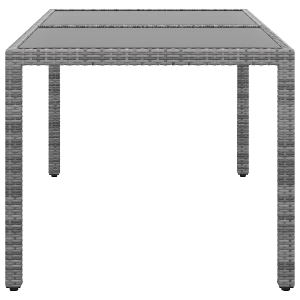 Tavolo Giardino 150x90x75cm Vetro Temperato e Polyrattan Grigio