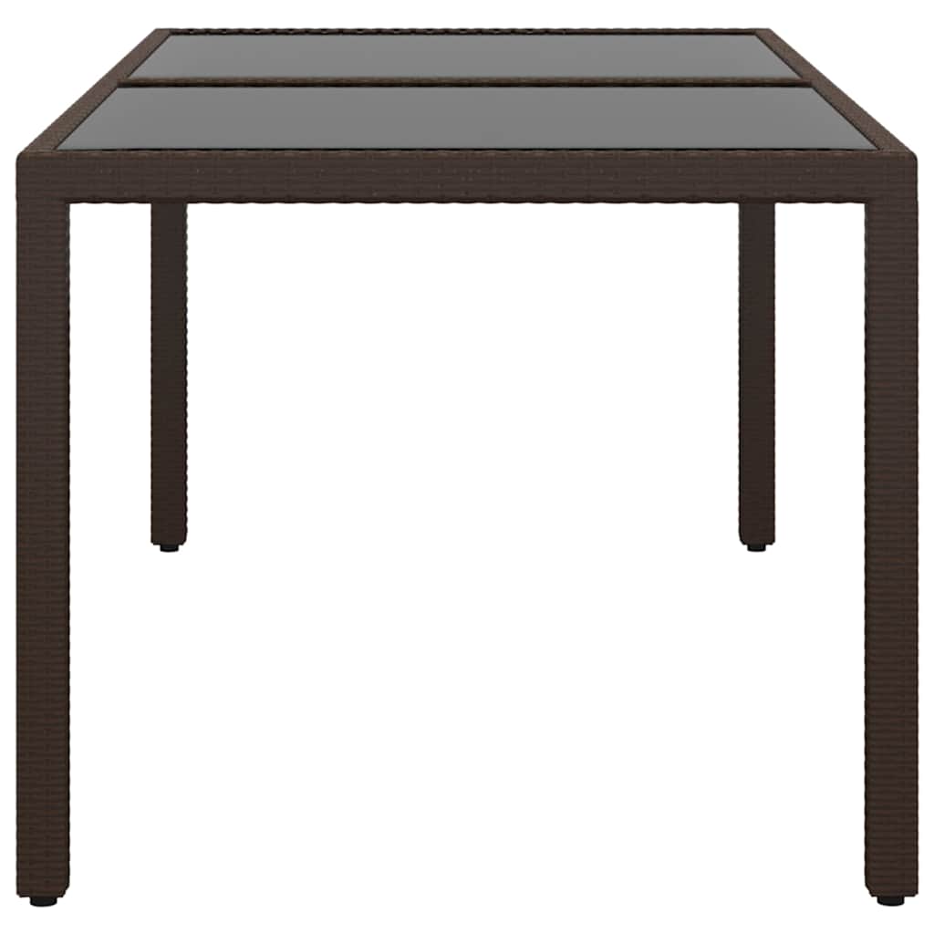Tavolo Giardino 150x90x75cm Vetro Temperato Polyrattan Marrone
