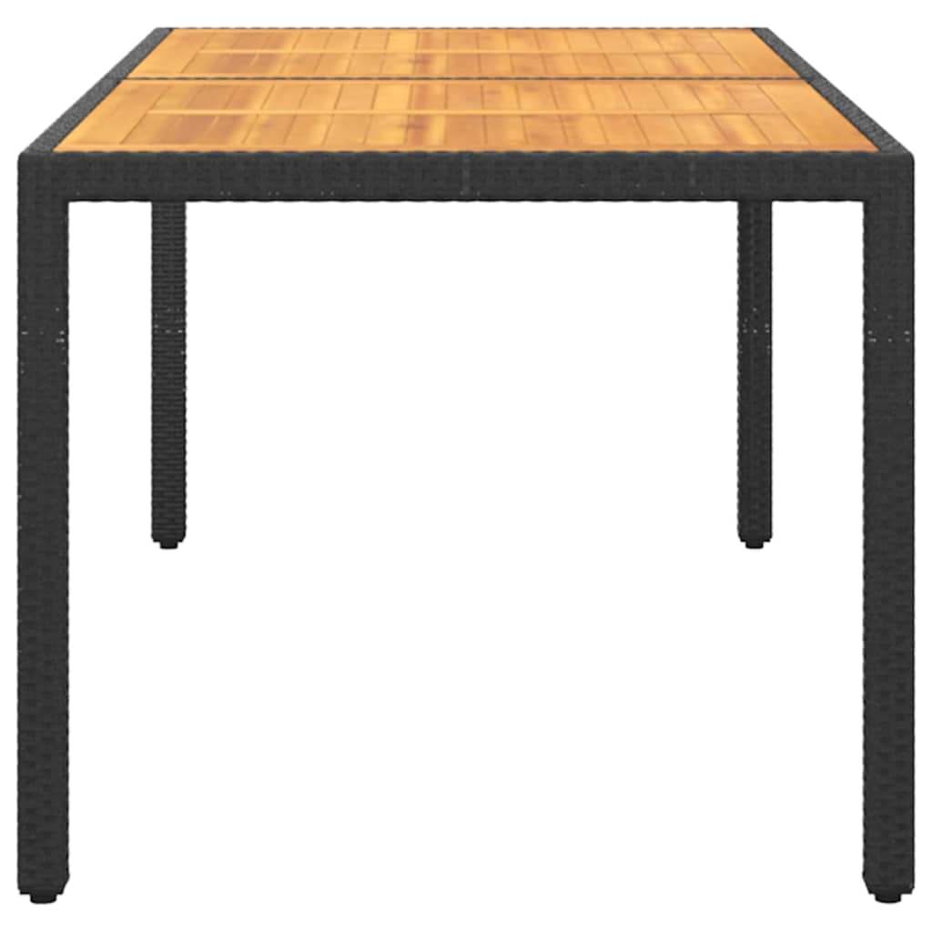 Tavolo Giardino 150x90x75cm Massello d'Acacia e Polyrattan Nero