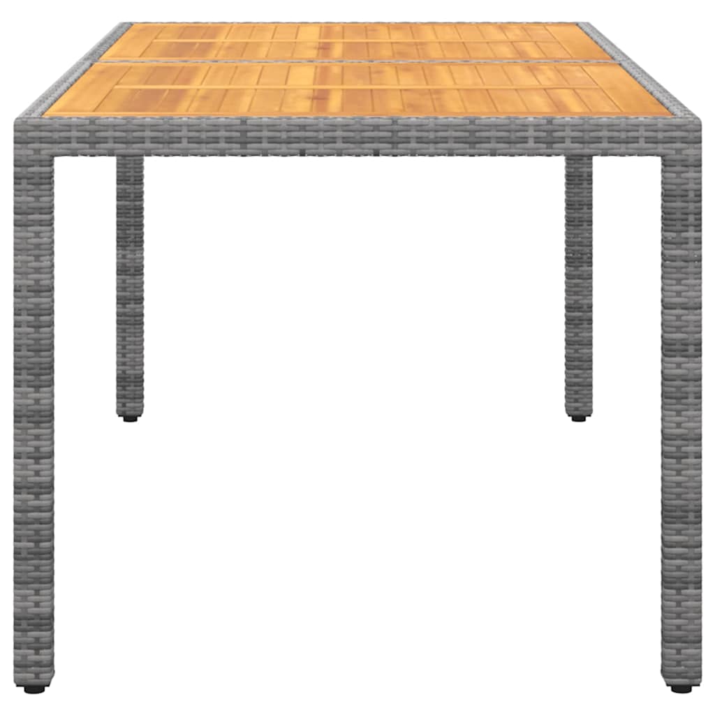 Tavolo Giardino 150x90x75cm Massello Acacia e Polyrattan Grigio