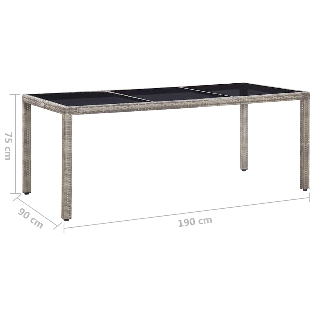 Tavolo da Giardino Grigio 190x90x75 cm in Polyrattan