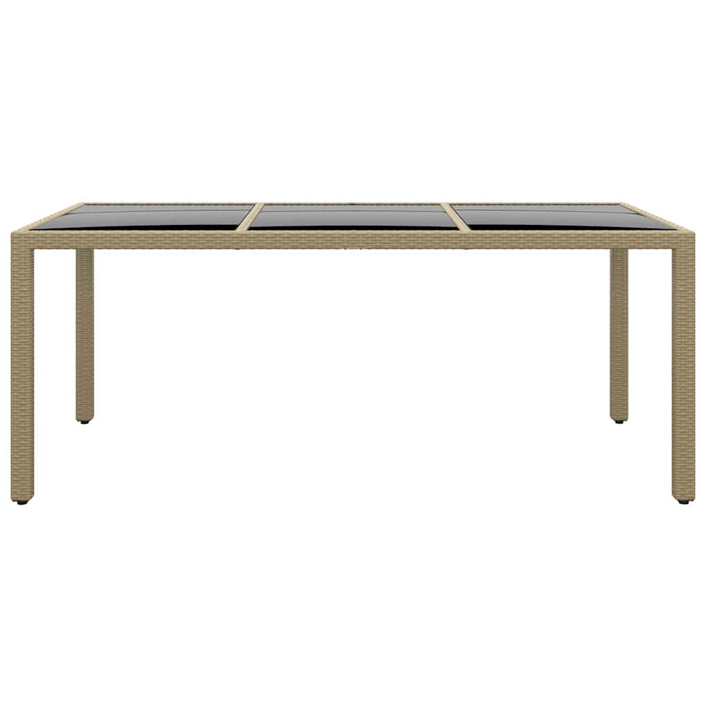 Tavolo Giardino 190x90x75 cm Vetro Temperato e Polyrattan Beige