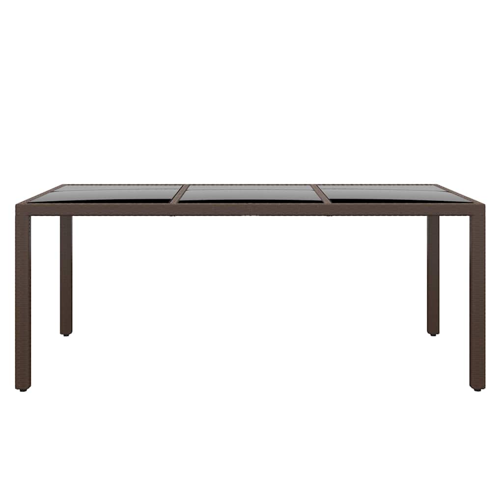 Tavolo Giardino 190x90x75 cm Vetro Temperato Polyrattan Marrone