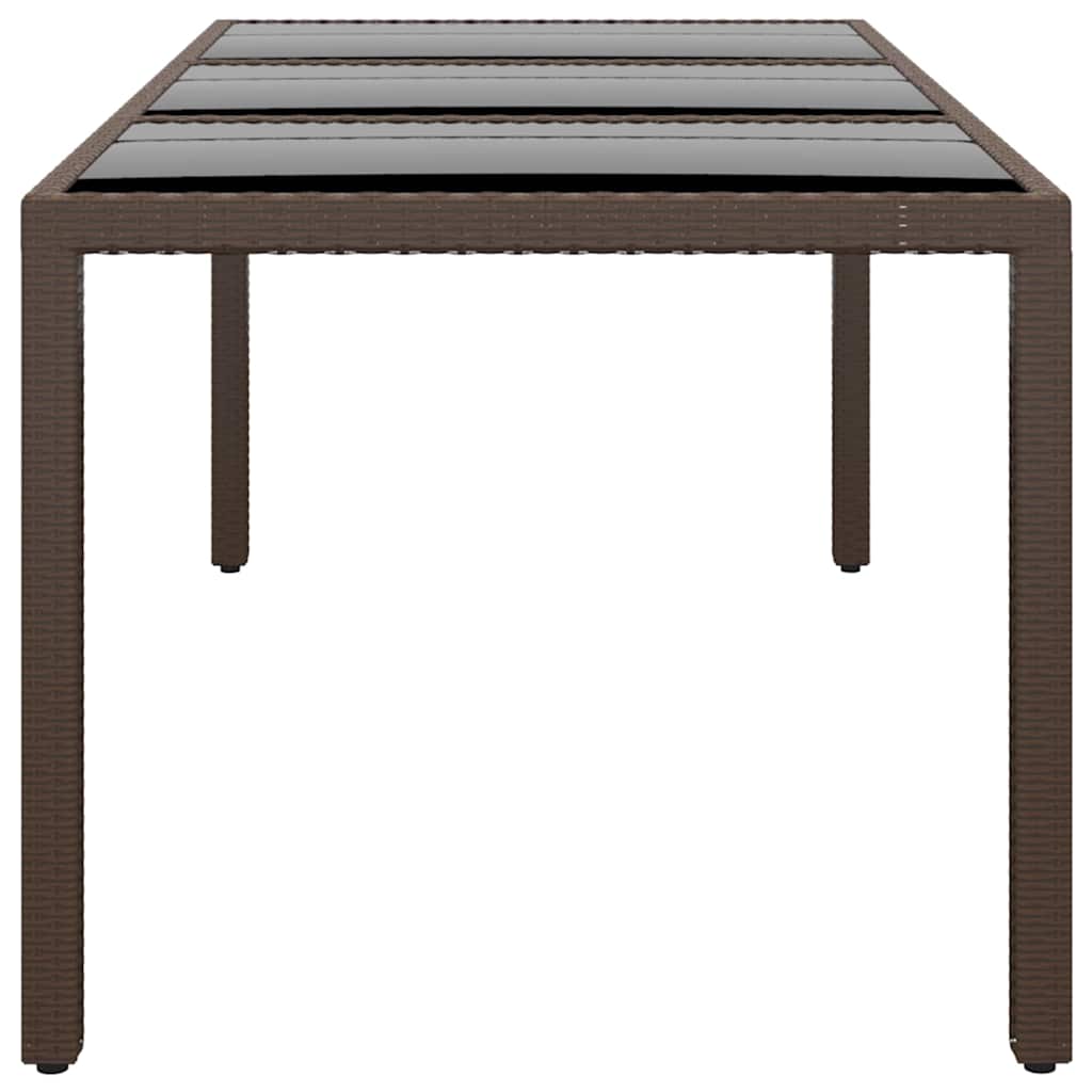 Tavolo Giardino 190x90x75 cm Vetro Temperato Polyrattan Marrone