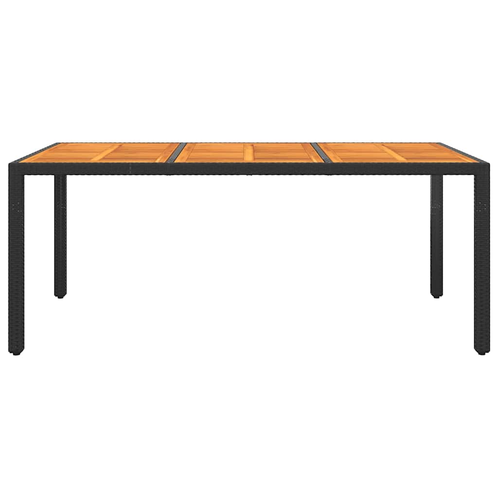 Tavolo Giardino 190x90x75 cm Massello Acacia e Polyrattan Nero
