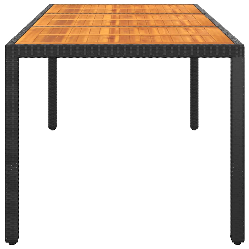 Tavolo Giardino 190x90x75 cm Massello Acacia e Polyrattan Nero