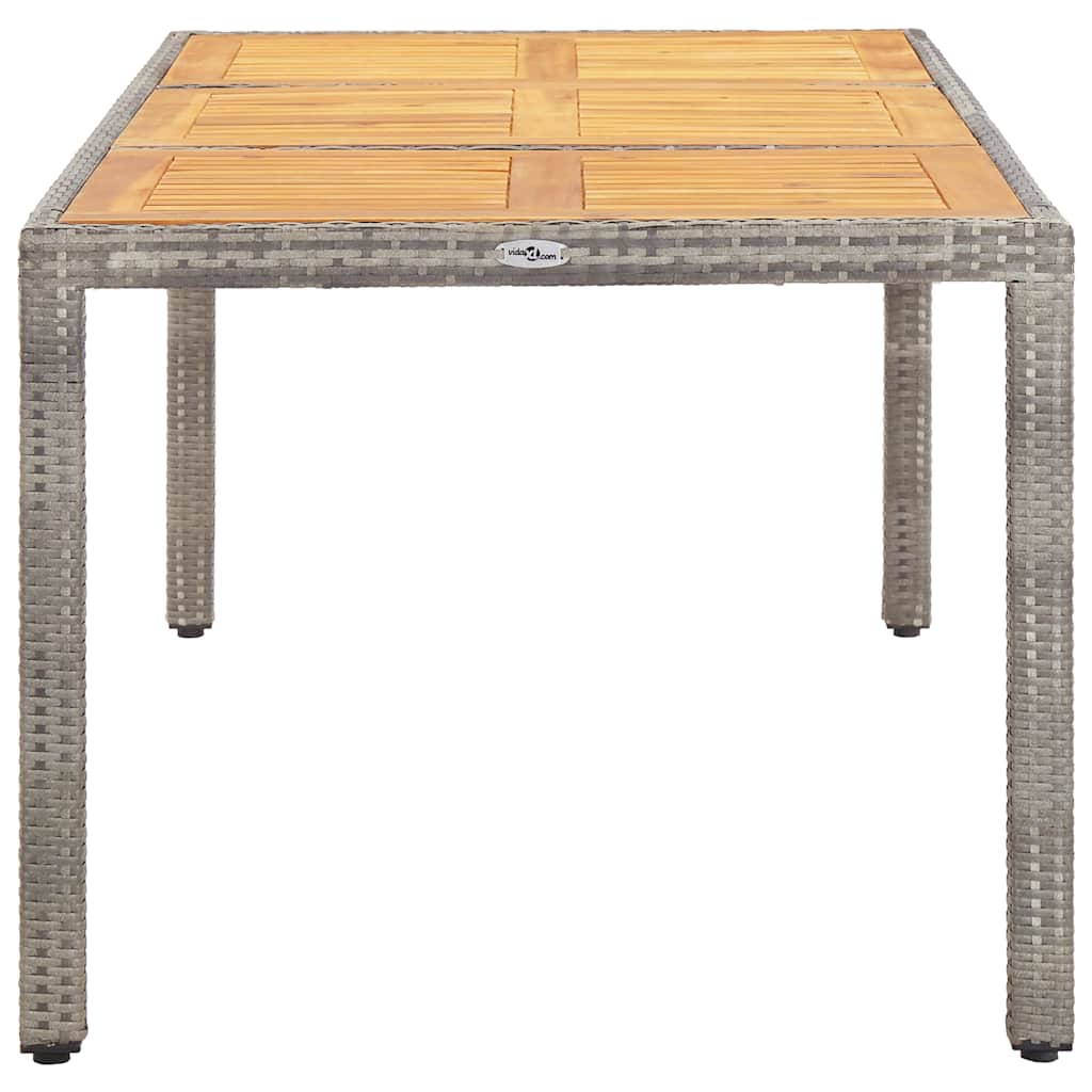 Tavolo Giardino Grigio 190x90x75cm Polyrattan Legno di Acacia