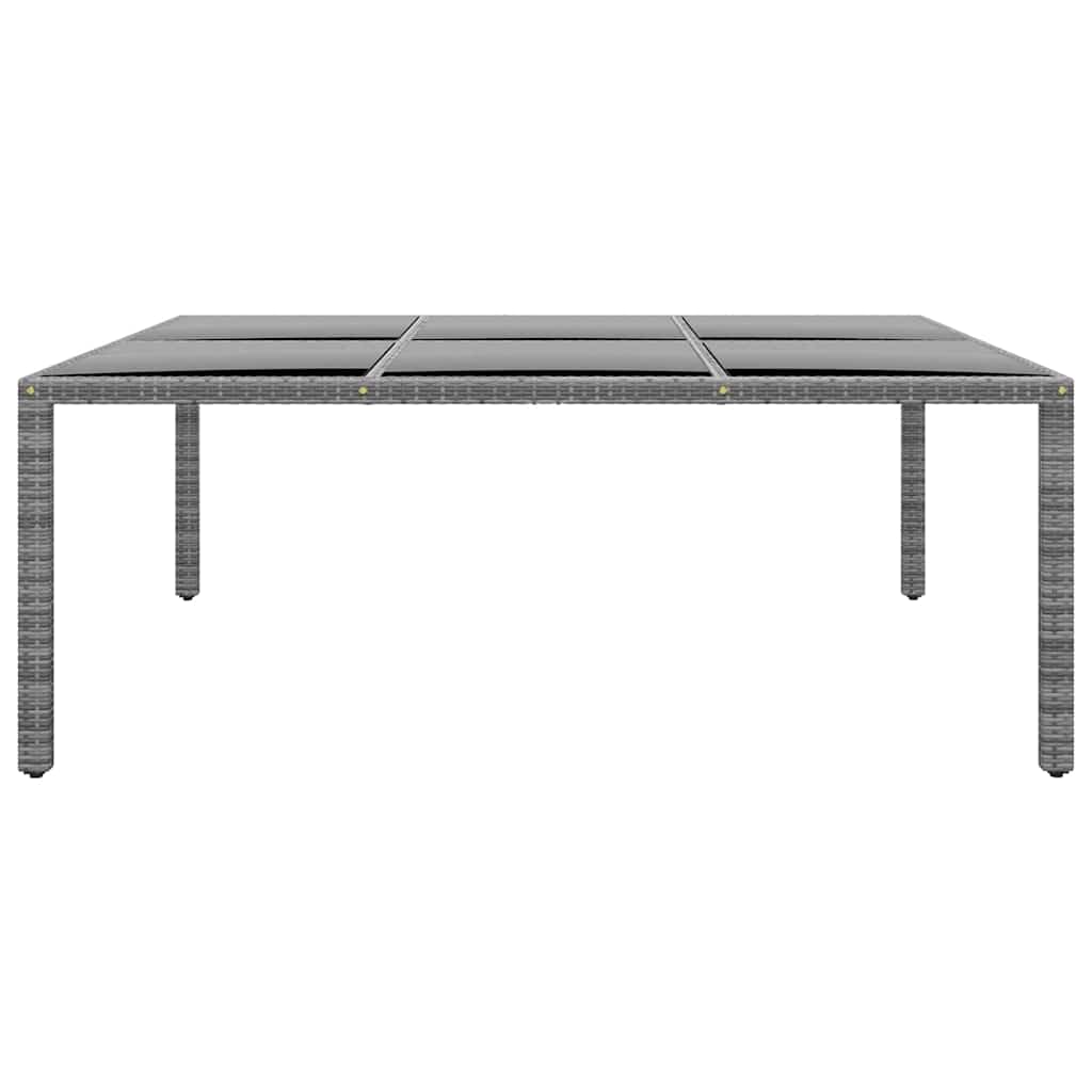 Tavolo Giardino 200x150x75 cm Vetro Temperato Polyrattan Grigio