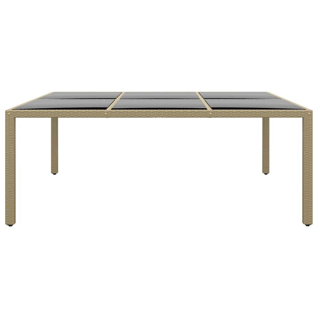Tavolo Giardino 200x150x75 cm Vetro Temperato Polyrattan Beige