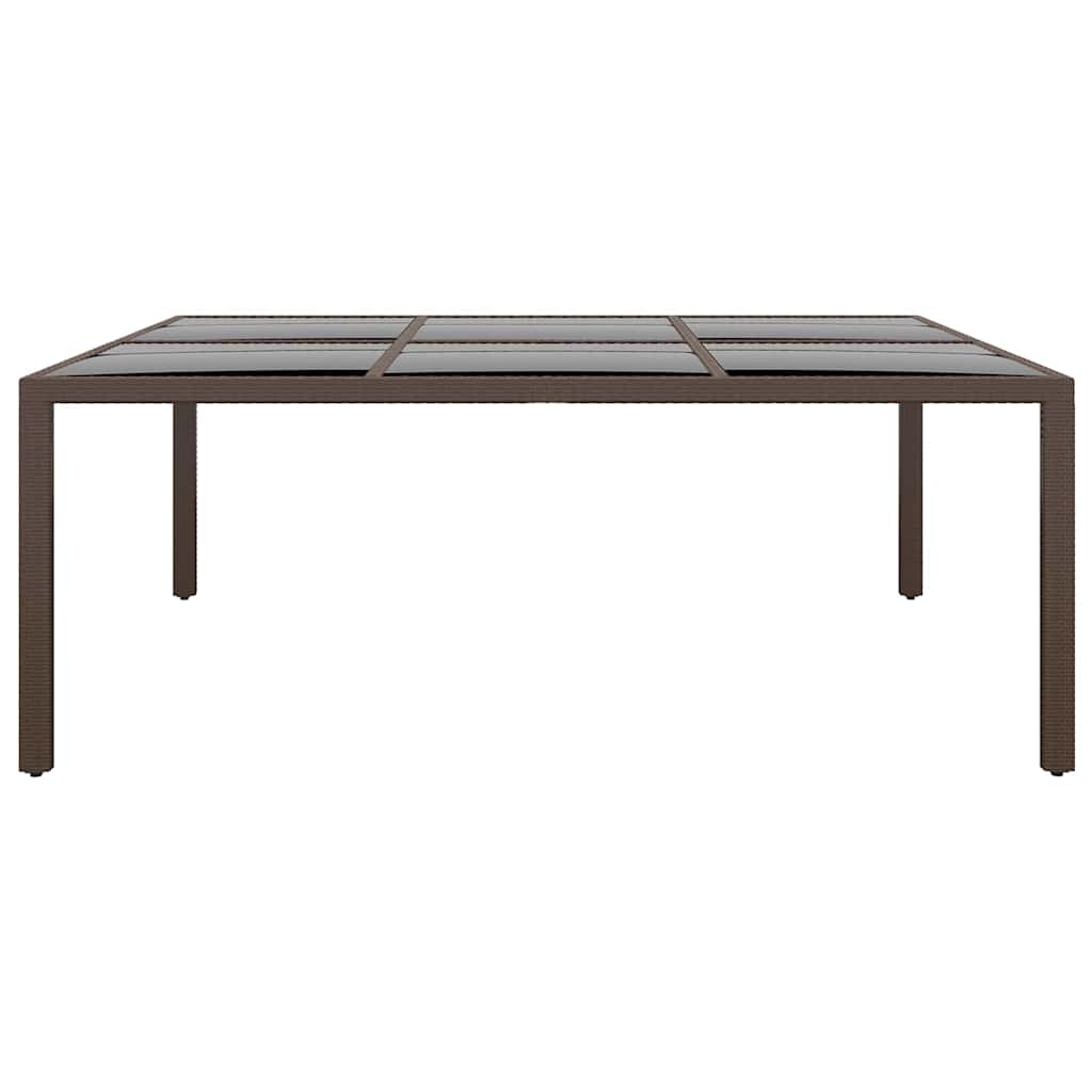 Tavolo da Giardino con Piano Vetro Marrone 200x150x75 cm Rattan