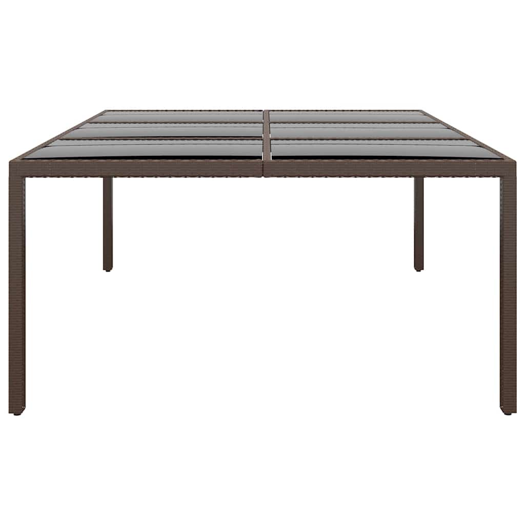 Tavolo da Giardino con Piano Vetro Marrone 200x150x75 cm Rattan