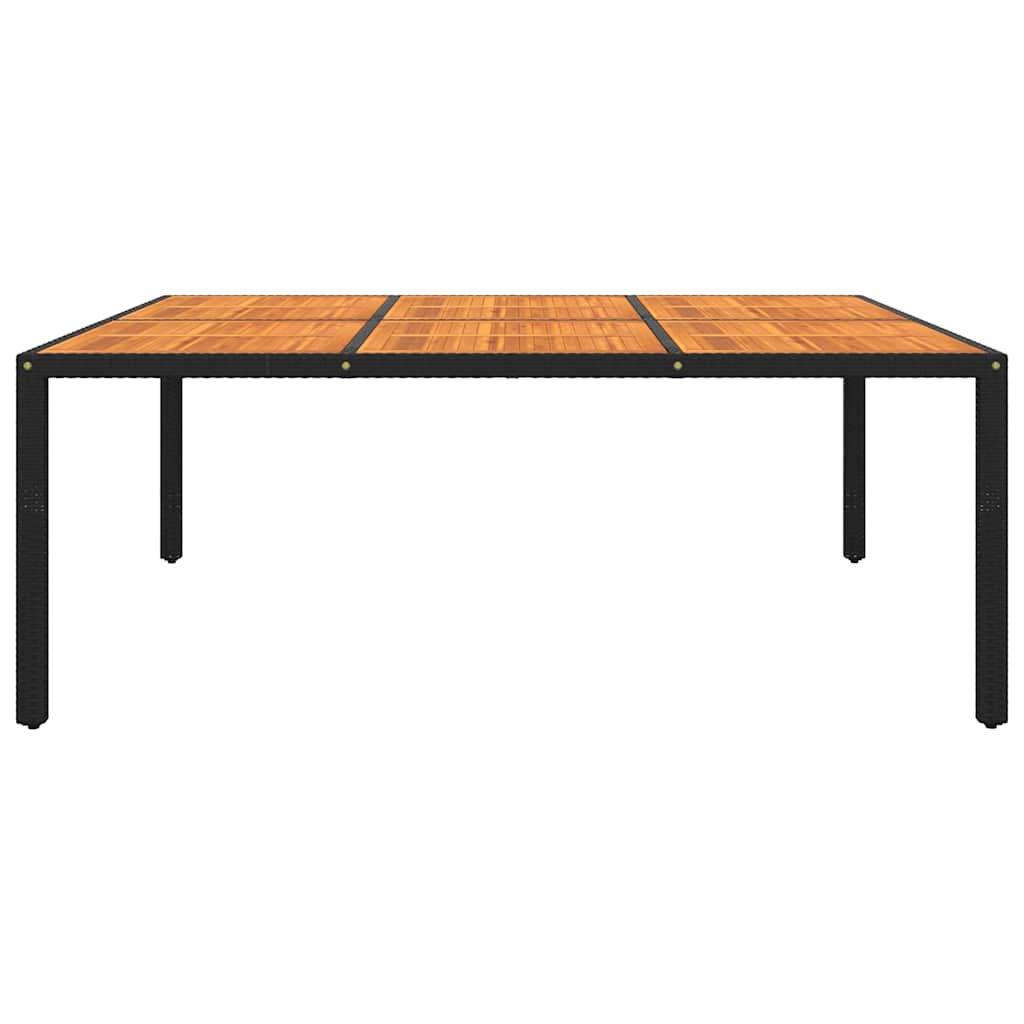Tavolo Giardino 200x150x75 cm Massello Acacia e Polyrattan Nero