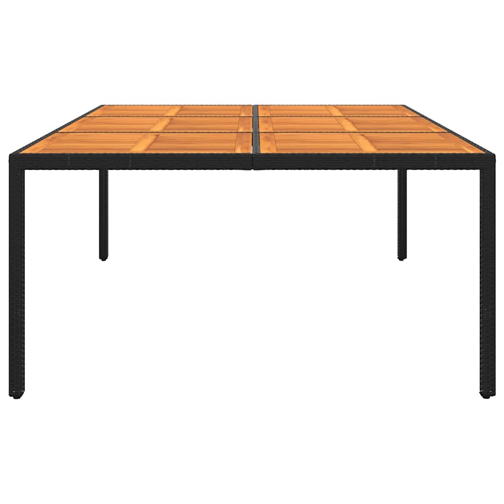 Tavolo Giardino 200x150x75 cm Massello Acacia e Polyrattan Nero