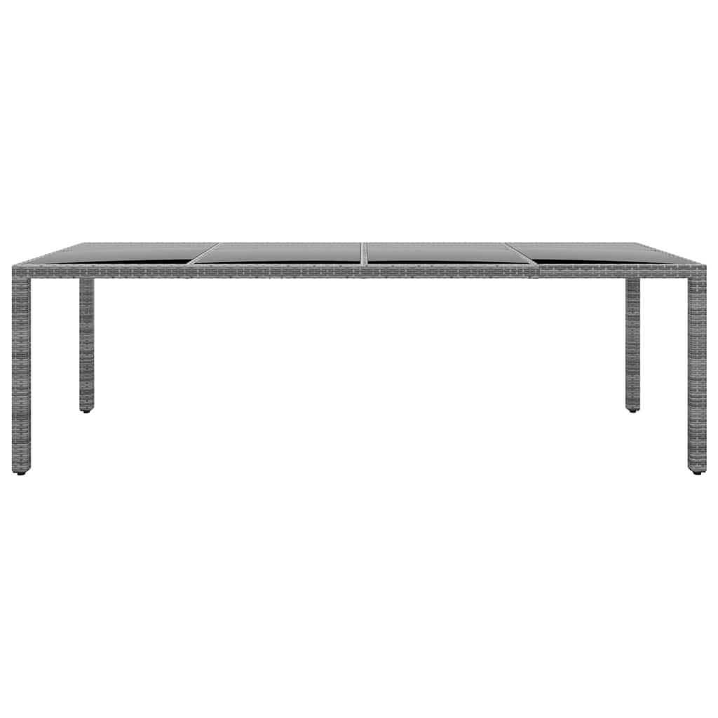 Tavolo Giardino Grigio 250x100x75cm Vetro Temperato Polyrattan