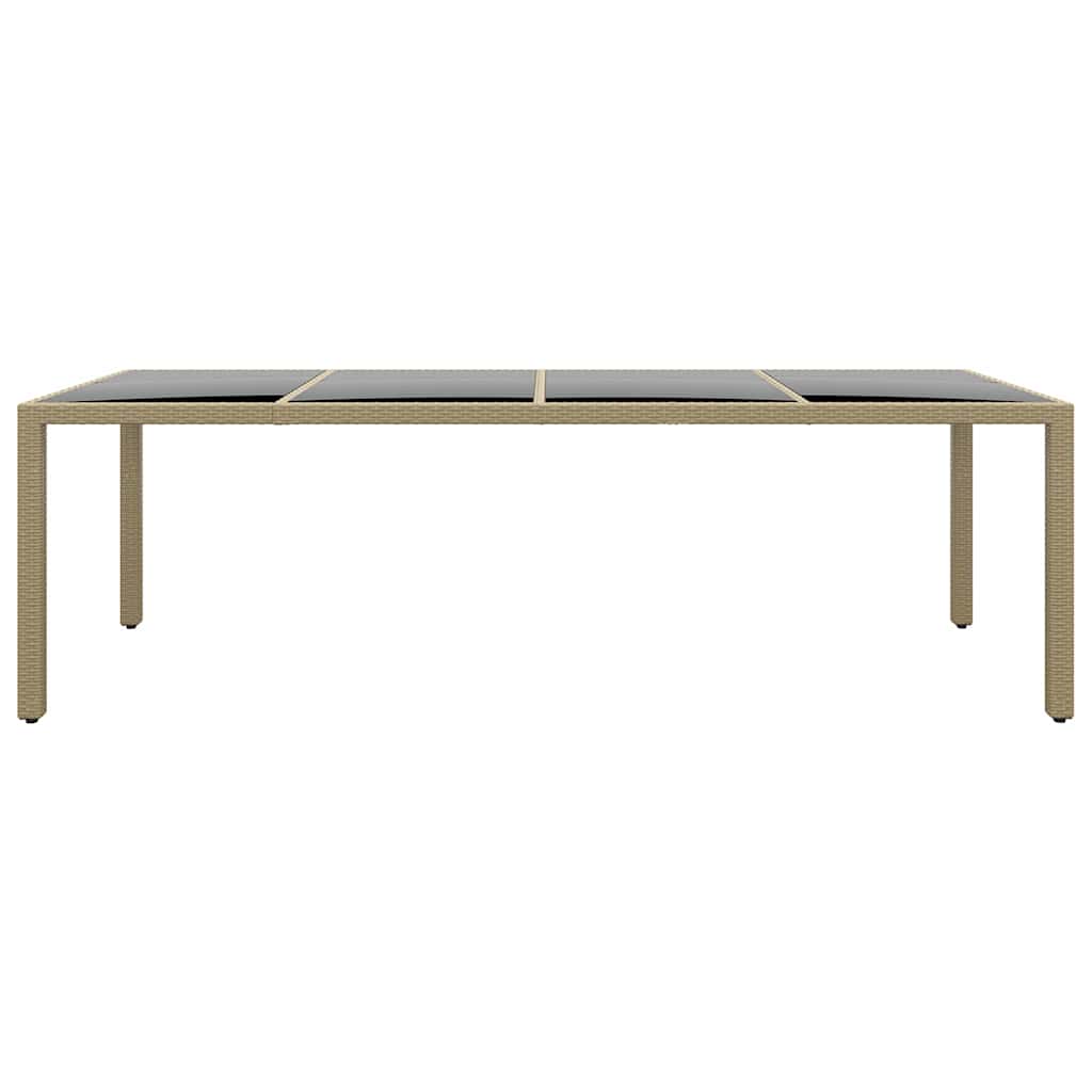Tavolo da Giardino con Piano Vetro Beige in Polyrattan