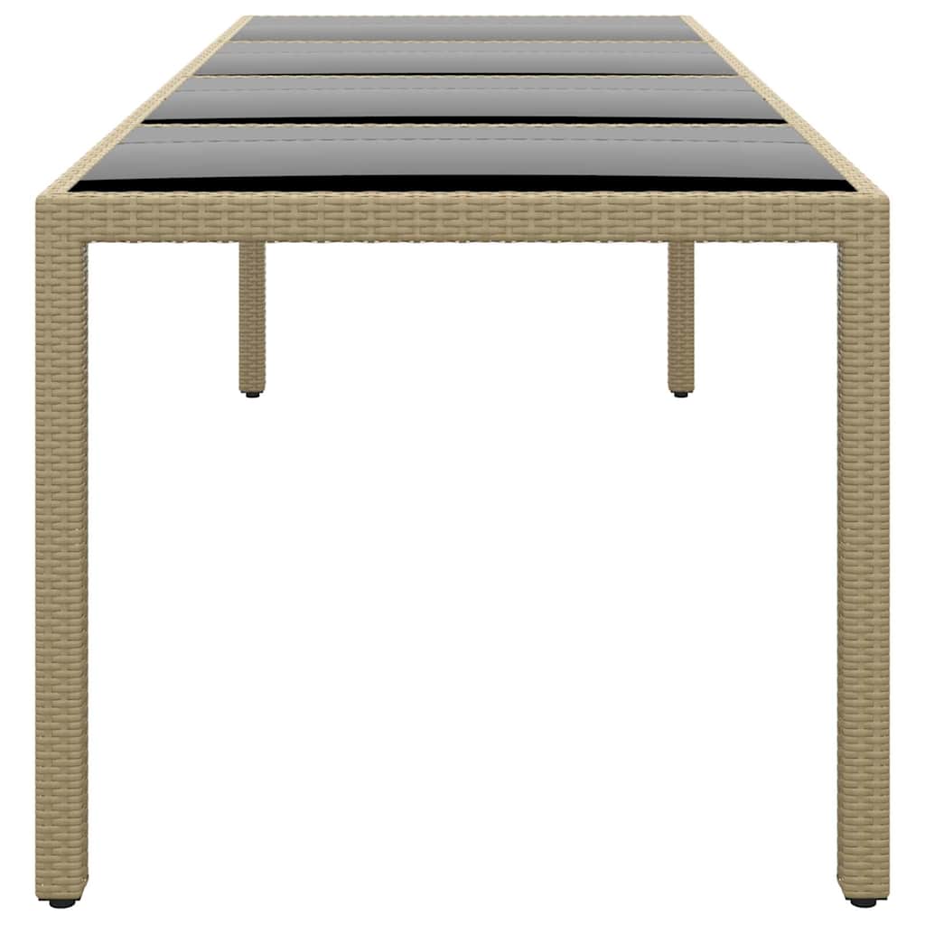 Tavolo da Giardino con Piano Vetro Beige in Polyrattan