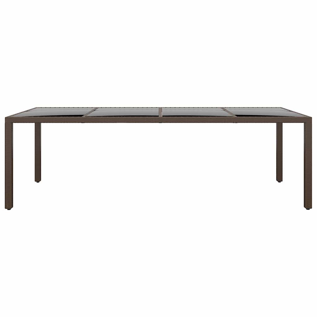Tavolo da Giardino con Piano Vetro Marrone in Polyrattan