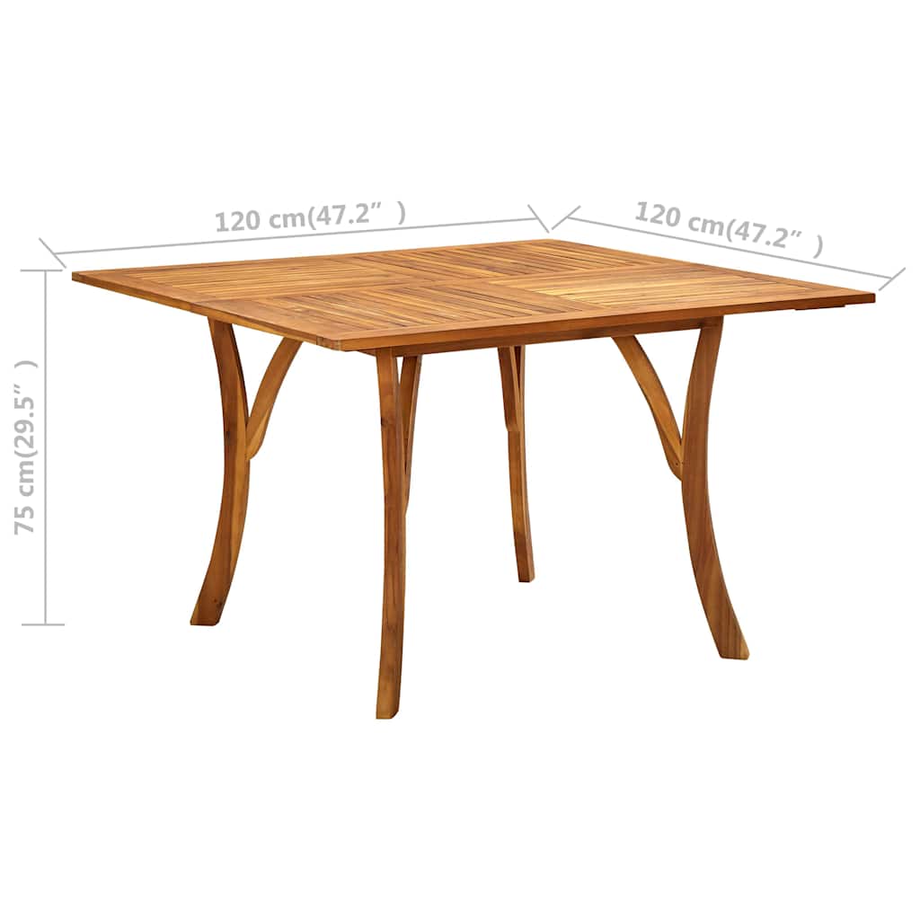 Tavolo da Giardino 120x120x75 cm in Legno Massello di Acacia