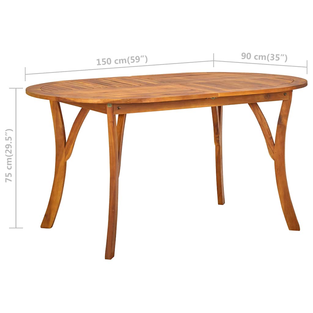 Tavolo da Giardino 150x90x75 cm in Massello di Acacia