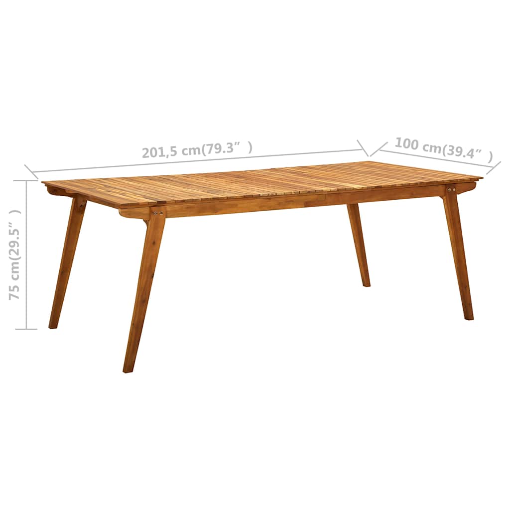 Tavolo da Giardino 201,5x100x75 cm in Legno Massello di Acacia