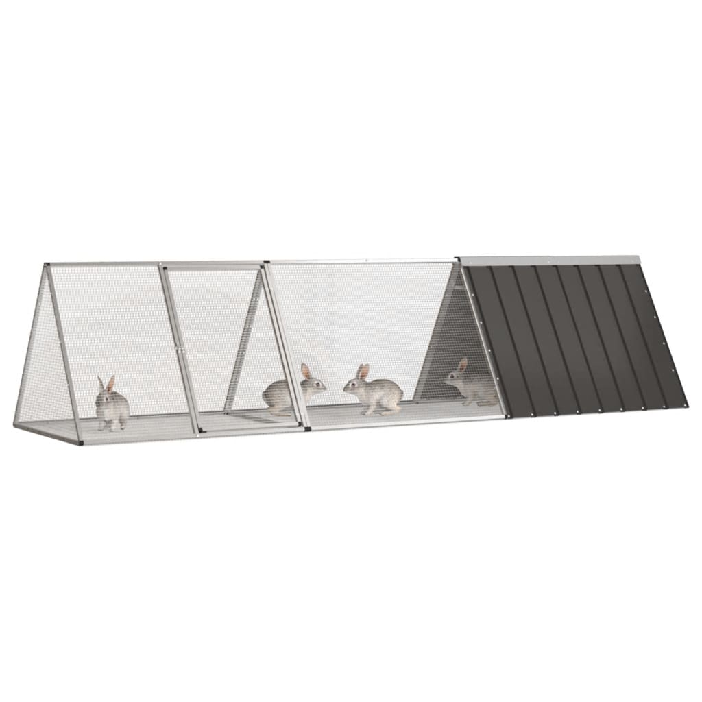 Gabbia per conigli antracite 302,5x80,5x71 cm in acciaio zincato