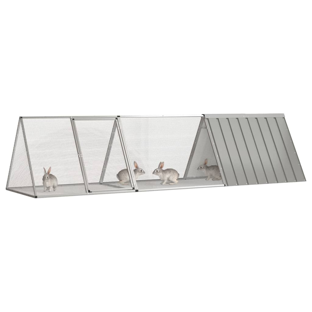 Gabbia per conigli grigia 302,5x80,5x71 cm in acciaio zincato