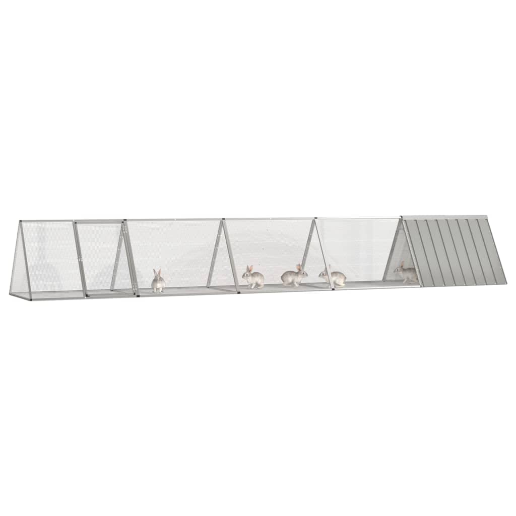 Gabbia per Conigli grigio 504,5x80,5x71 cm Acciaio Zincato