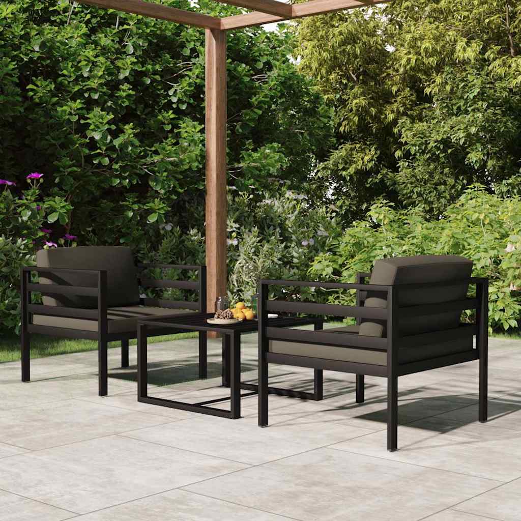 Salotto da giardino in alluminio antracite con cuscini