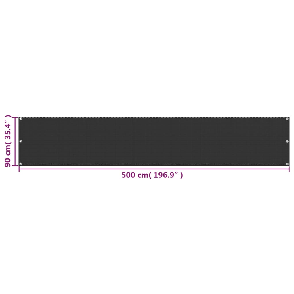 Paravento da Balcone Antracite 90x500 cm in HDPE