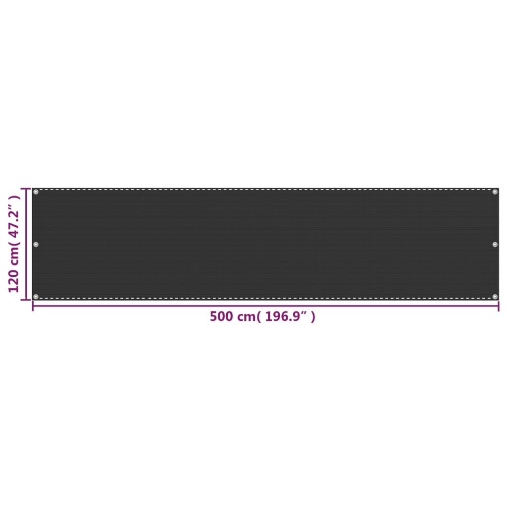 Paravento da Balcone HDPE 120x500 cm Antracite