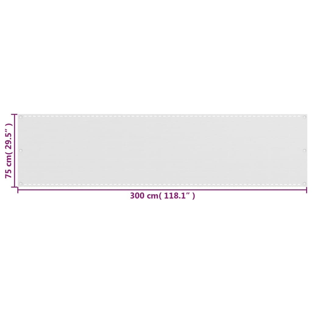 Paravento da Balcone Bianco 75x300 cm in HDPE