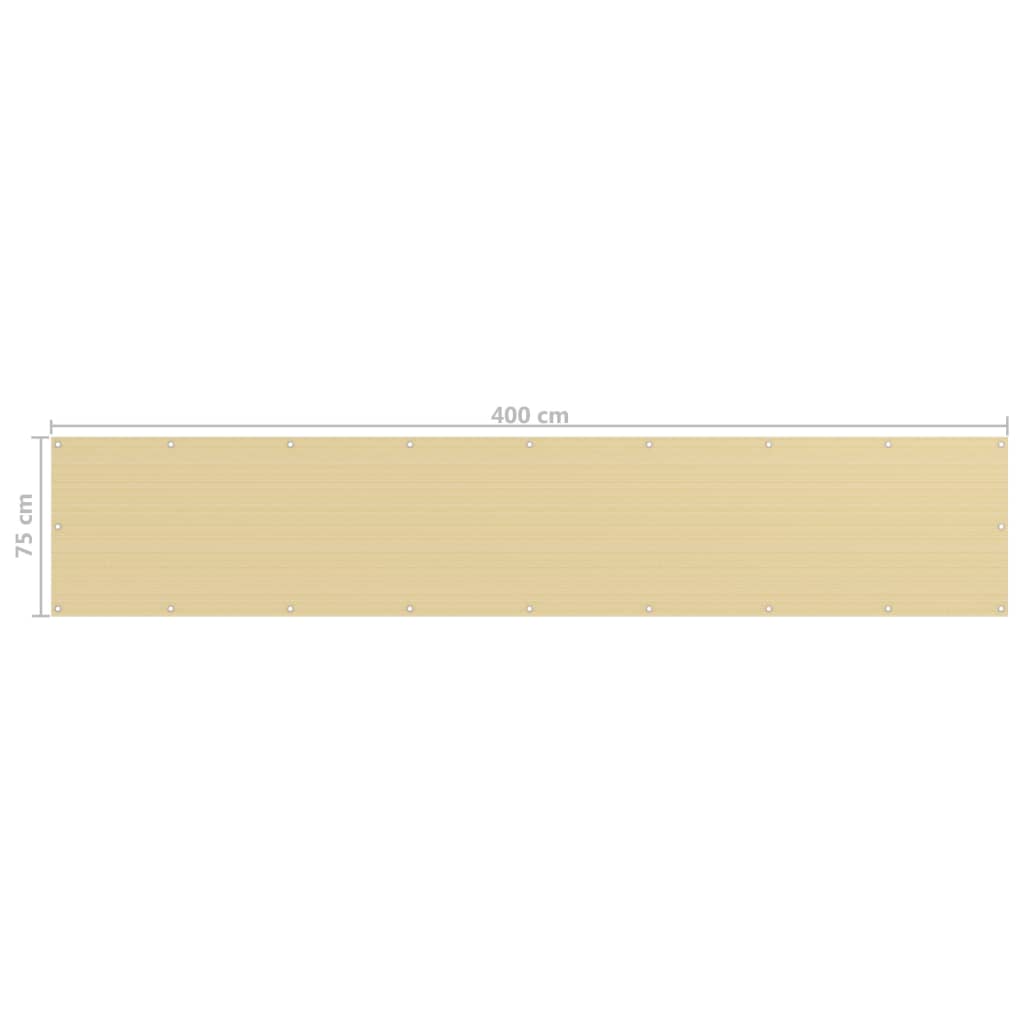 Paravento da Balcone Beige 75x400 cm in HDPE