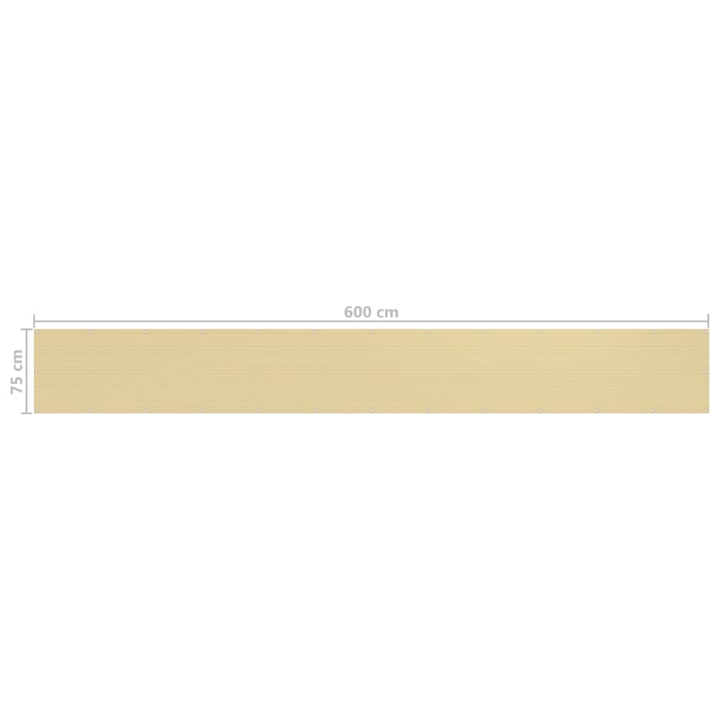 Schermo Frangivista per Balcone Beige 75x600 cm in HDPE