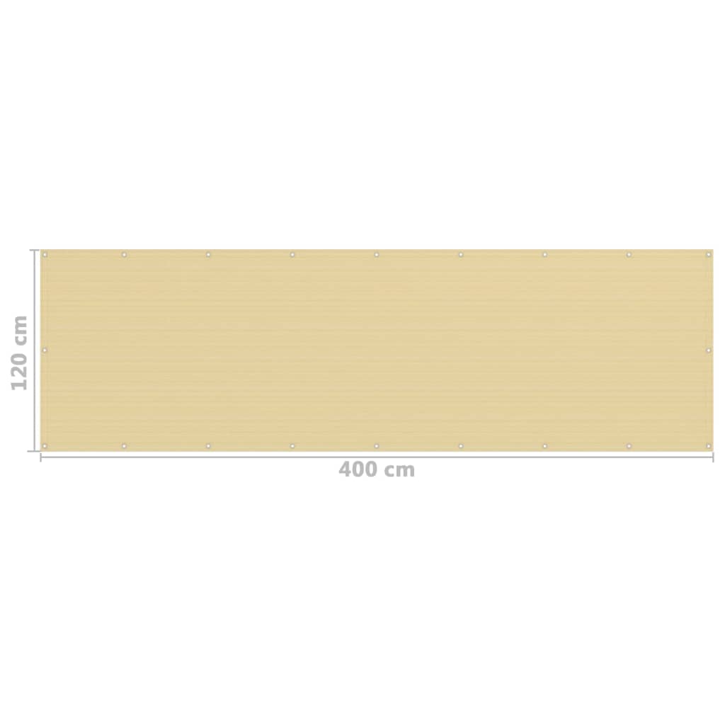 Paravento da Balcone Beige 120x400 cm in HDPE