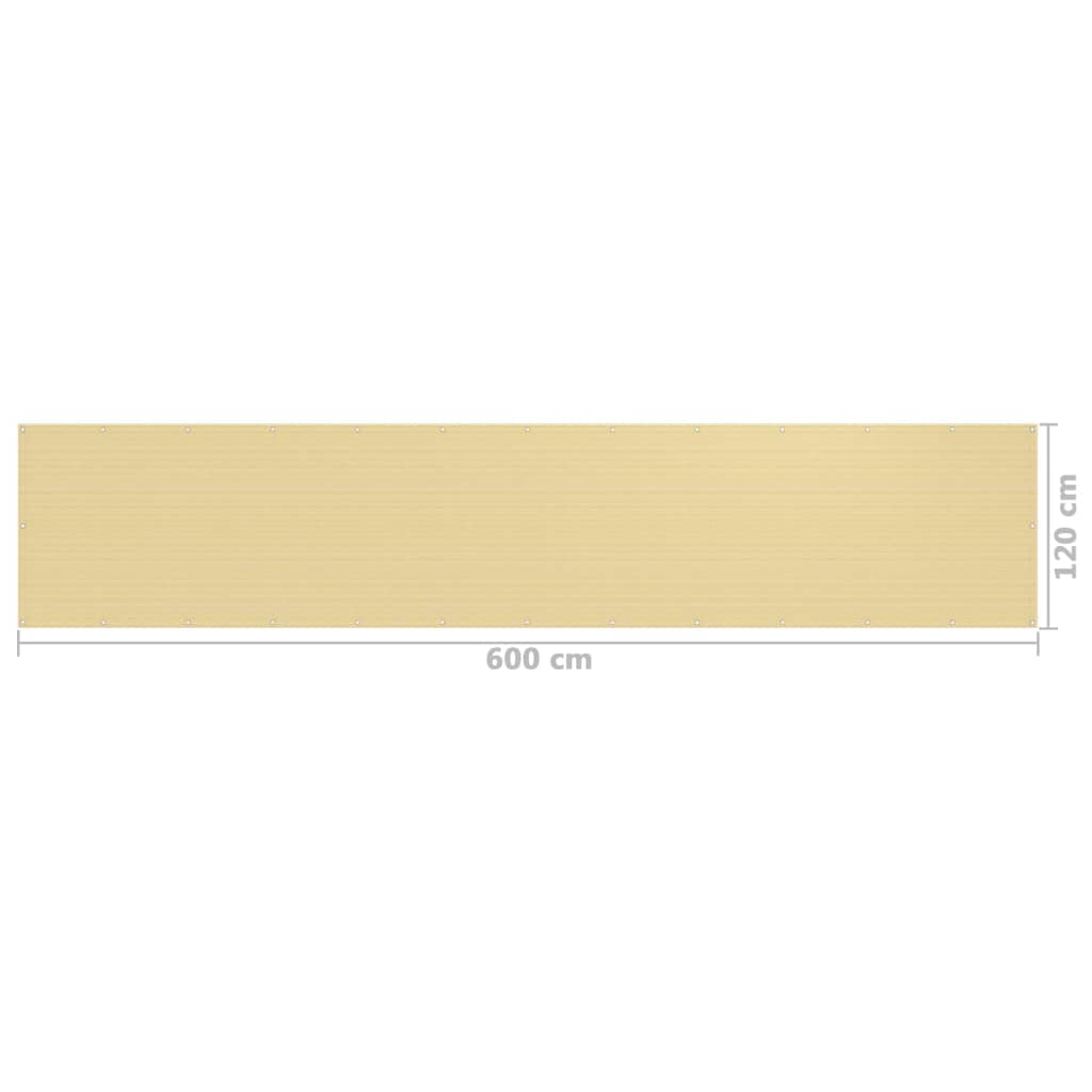 Paravento da Balcone Beige 120x600 cm in HDPE