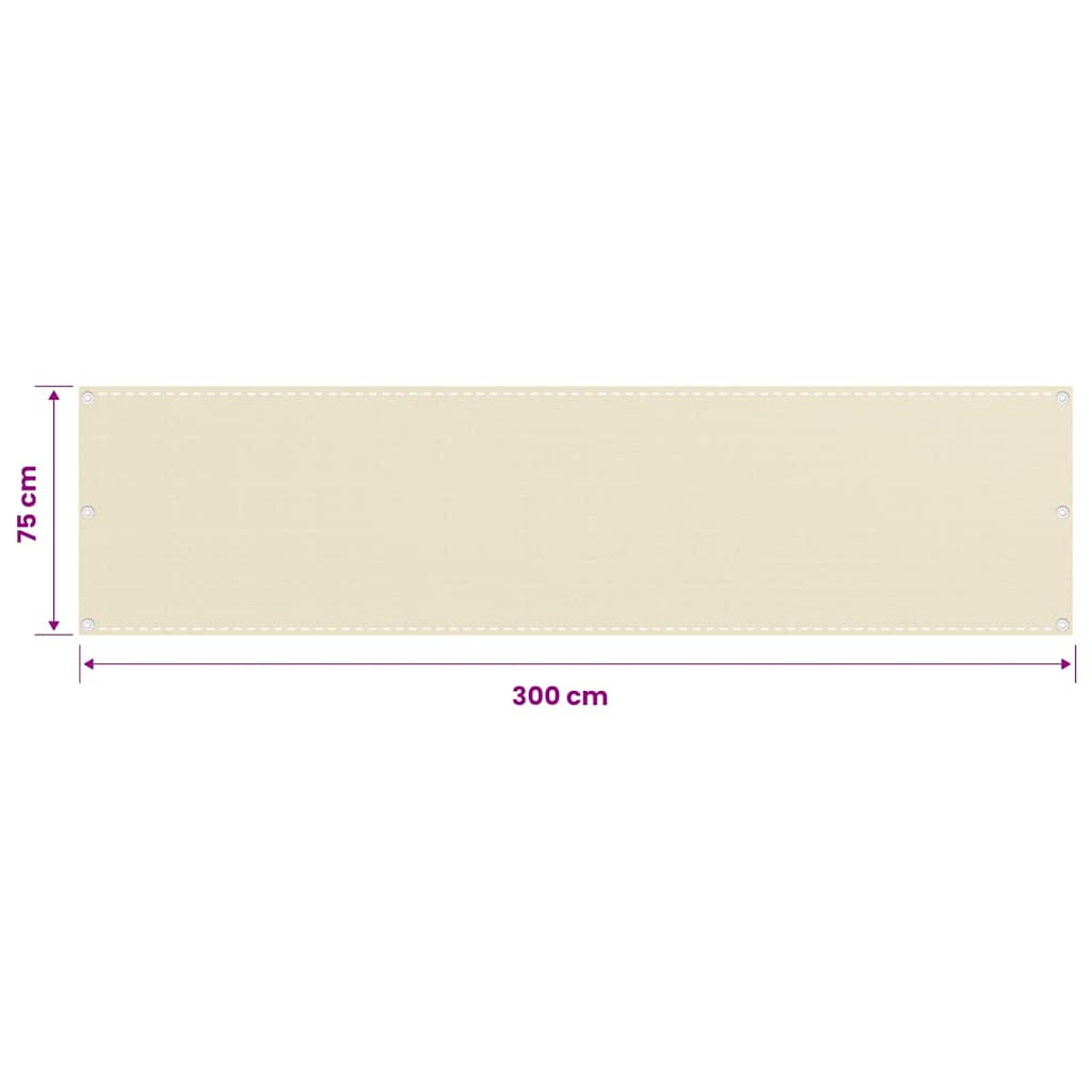 Schermo Frangivista per Balconi Crema 75x300 cm in HDPE