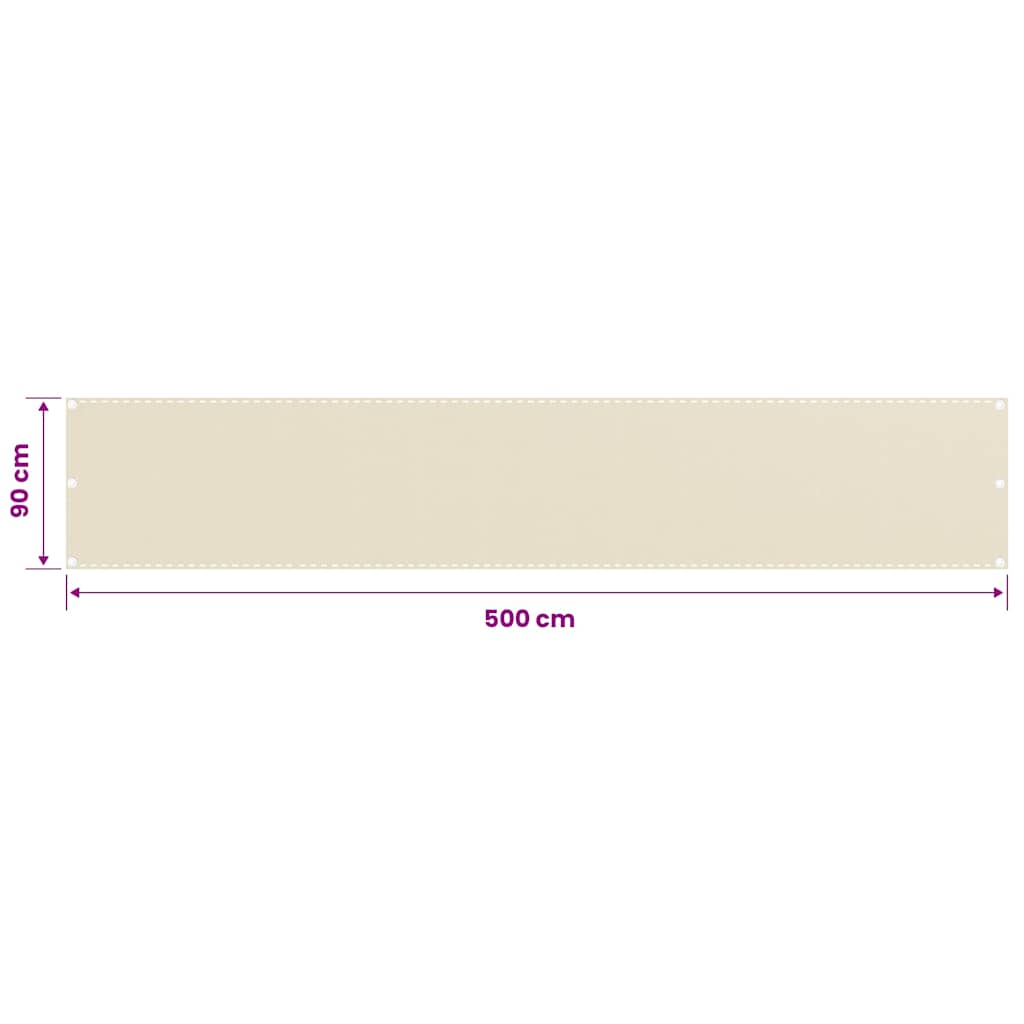 Schermo Frangivista per Balcone Crema 90x500 cm in HDPE