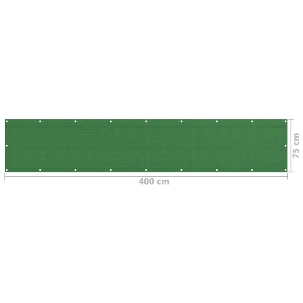 Paravento da Balcone Verde Chiaro 75x400 cm in HDPE