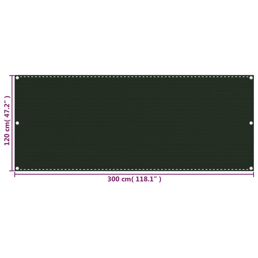 Paravento da Balcone Verde Scuro 120x300 cm in HDPE