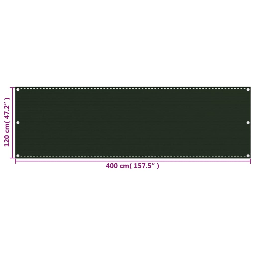 Paravento da Balcone Verde Scuro 120x400 cm in HDPE