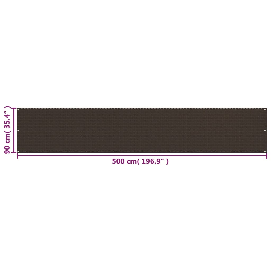 Schermo Frangivista per Balcone Marrone 90x500 cm in HDPE
