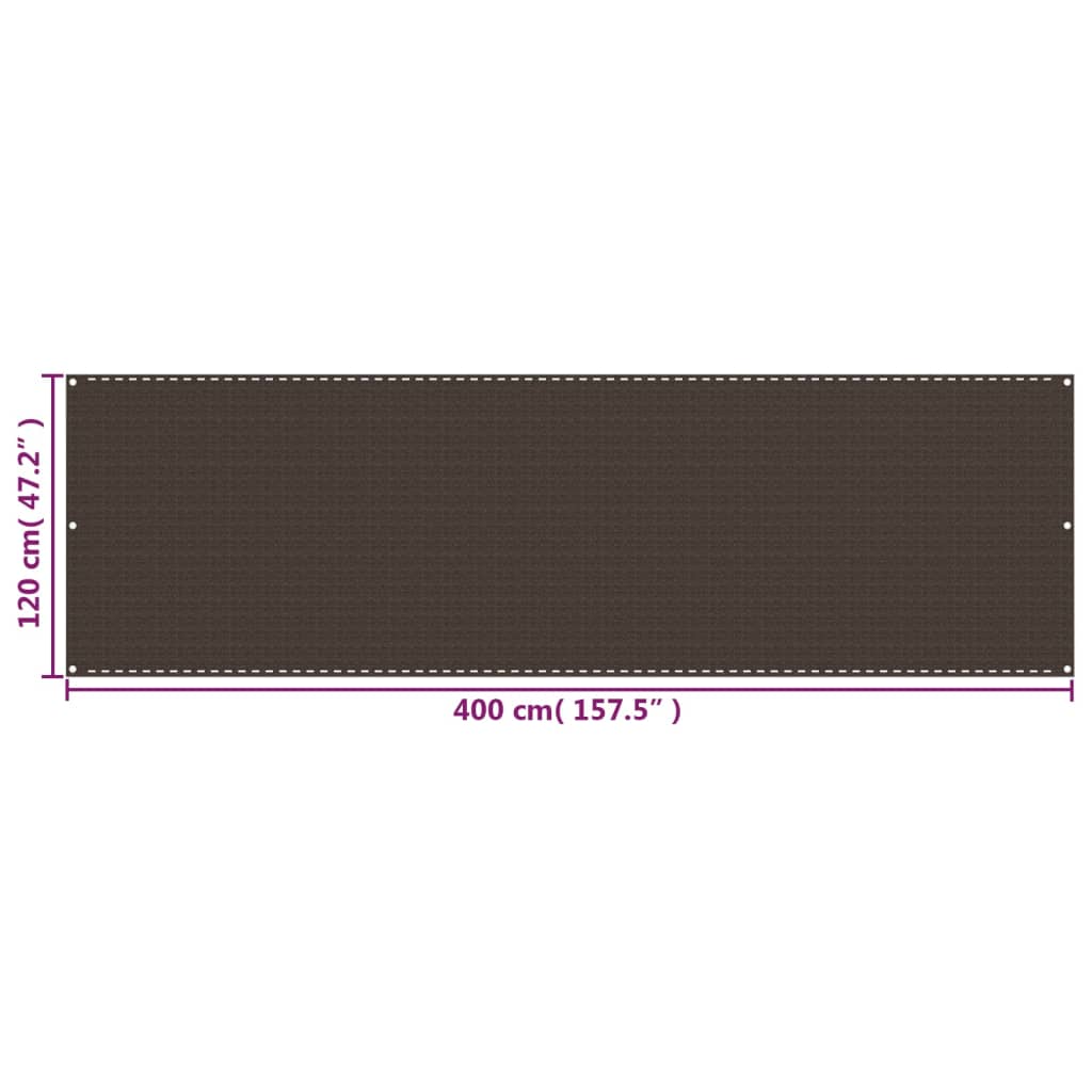 Paravento da Balcone Marrone 120x400 cm in HDPE