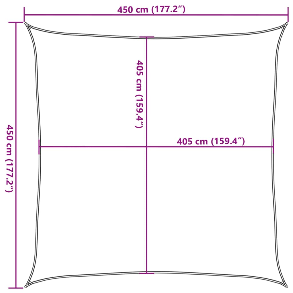 Vela Parasole 160 g/m² Crema 4,5x4,5 m in HDPE